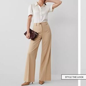 Ann Taylor Perfect Wide Leg Pant in Baguette size 0 Regular